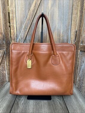 Coach Vintage B7C-7302 British Tan Cognac Leather Satchel Tote